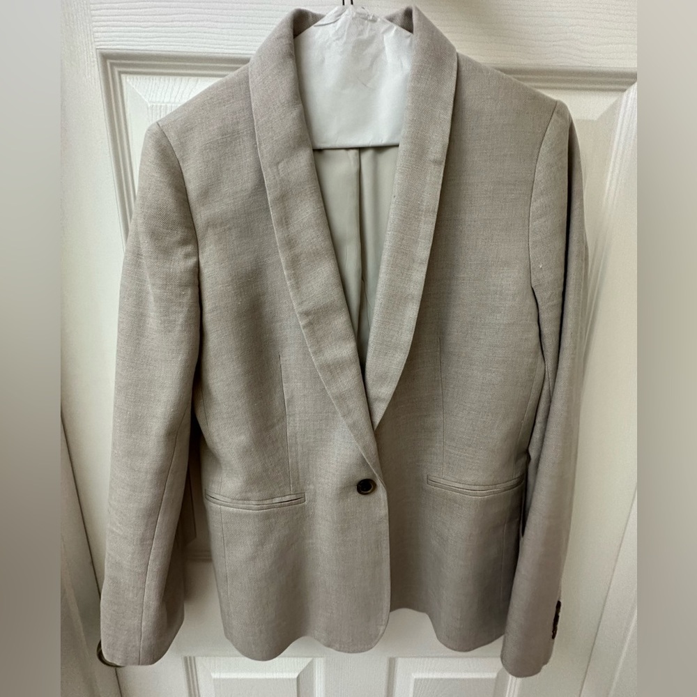 J crew parks blazer stretch linen flax beige color